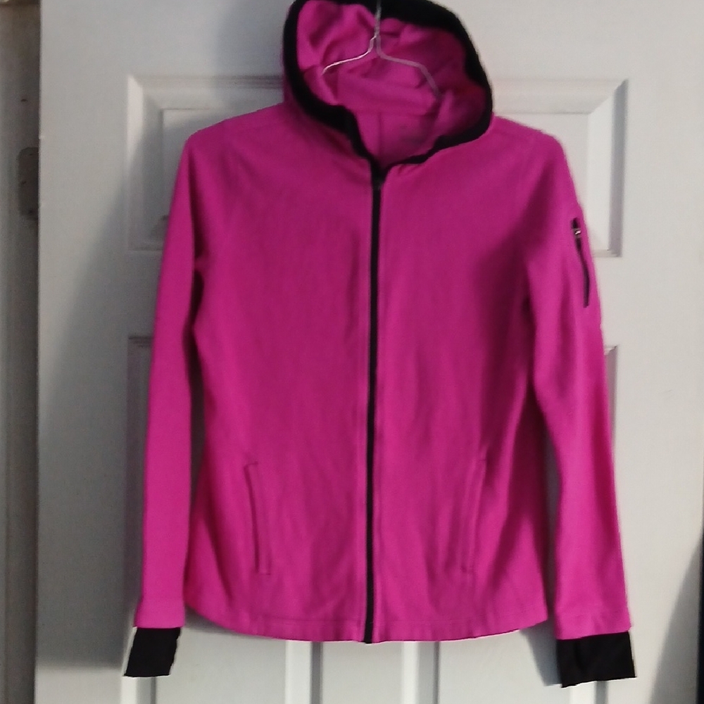 tek gear Hot Pink Hooded Zip Utility Jacket with Black Trim